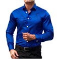 thumbnail image 1 of Yongwang Mens Big and Tall Print Dress Shirts Lapel Collar Button Down Shirt Fashion Business Casual Long Sleeve Shirt, 1 of 5