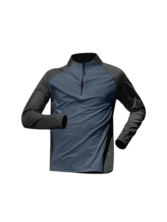 Mens Big and Tall Quick Dry Shirt Quarter Zip Training Top Long Sleeve Athletic Track Running Fitness Tee