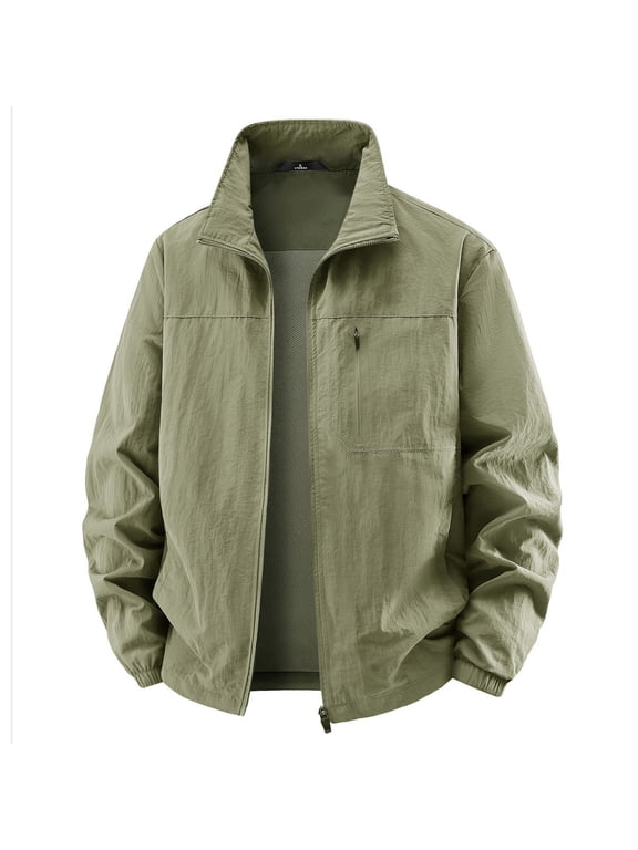 Mens Big and Tall Waterproof Jacket Zip Up Jacket Long Sleeve Lightweight Breathable Casual Outdoor Hiking Outerwear Jacket