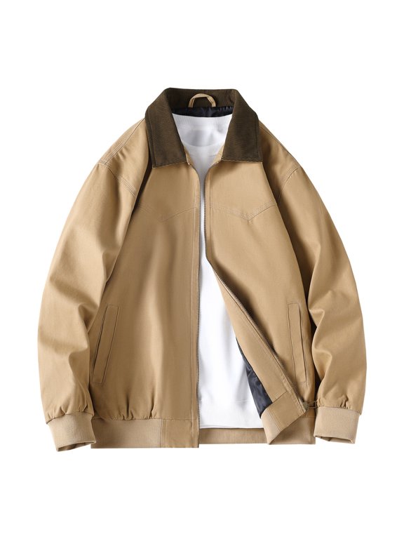 Mens Bomber Jacket Zip Up Color Block Jacket Casual Fashion Fall Winter Jacket with Pockets