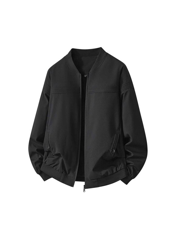 Mens Bomber Jacket Zip Up Long Sleeve Jacket Casual Lightweight Jacket for Outdoor Daily