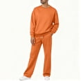 thumbnail image 1 of Yongwang Mens Crew Neck Sweatsuit 2 Piece Outfit Set Long Sleeve Pullover Wide Leg Sweatpants with Pocket Casual Tracksuit for Fall Winter, 1 of 9