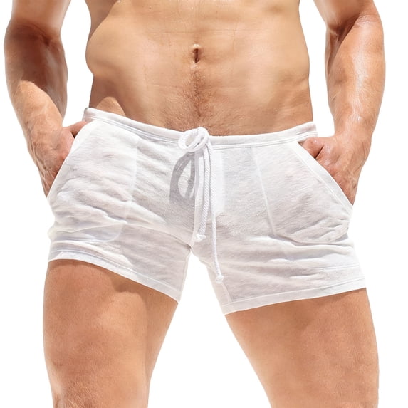 Yongwang Mens Drawstring Waist Sleep Shorts Breathable Lightweight Loungewear Shorts with Pockets