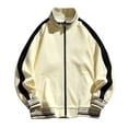 thumbnail image 1 of Yongwang Mens Long Sleeve Color Block Jacket Stand Collar Zip Up Jacket Casual Loose Fit Jacket with Pockets, 1 of 6