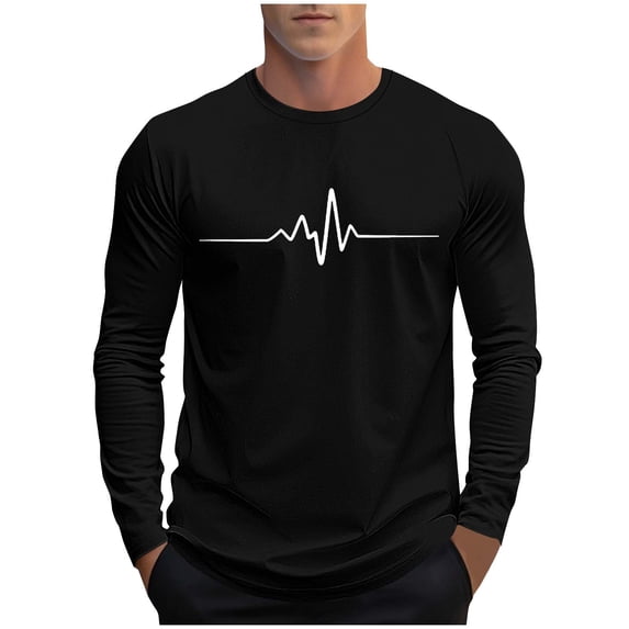Yongwang Mens Long Sleeve Printed Shirts Crew Neck Pullover Tops Casual Fashion Outdoor Sport Shirt for Running