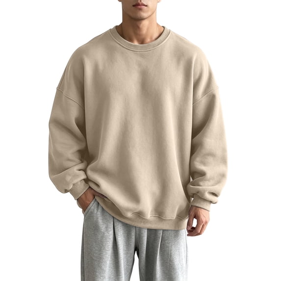 Yongwang Mens Long Sleeve Pullover Crew Neck Sweatshirt Basic Pullover Tops for Autumn Daily Outfit