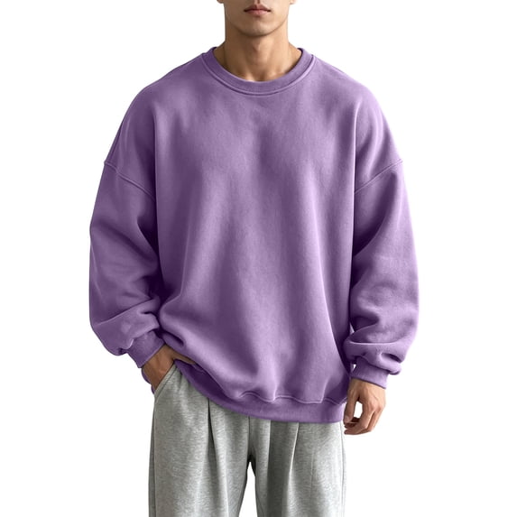 Yongwang Mens Long Sleeve Pullover Crew Neck Sweatshirt Basic Pullover Tops for Autumn Daily Outfit