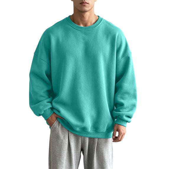 Yongwang Mens Long Sleeve Pullover Crew Neck Sweatshirt Basic Pullover Tops for Autumn Daily Outfit