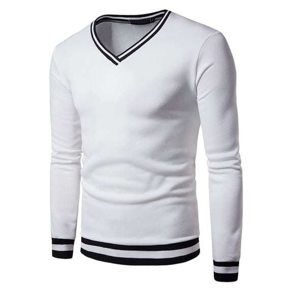 Yongwang Mens Long Sleeve Striped Shirt V Neck Color Block Shirt Casual Basic Fall Shirts