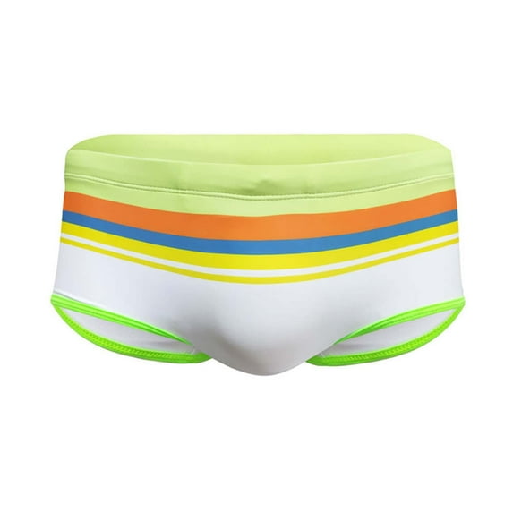 Yongwang Mens Low Rise Stripe Swim Briefs Quick Dry Swim Underwear Casual Color Block Swimwear Swim Shorts