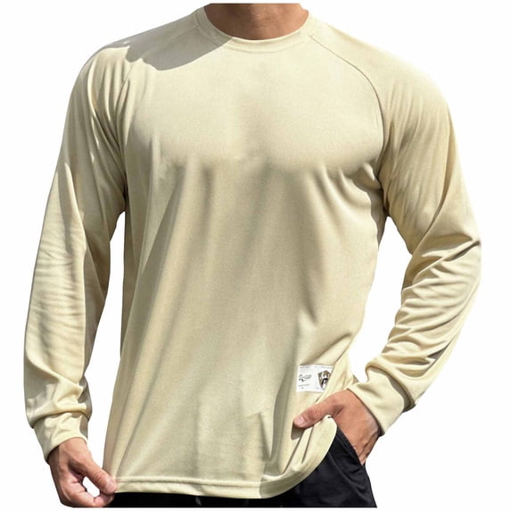 Yongwang Mens Quick Dry Mesh Shirt Crew Neck Long Sleeve T Shirts Breathable Athletic Training Tops