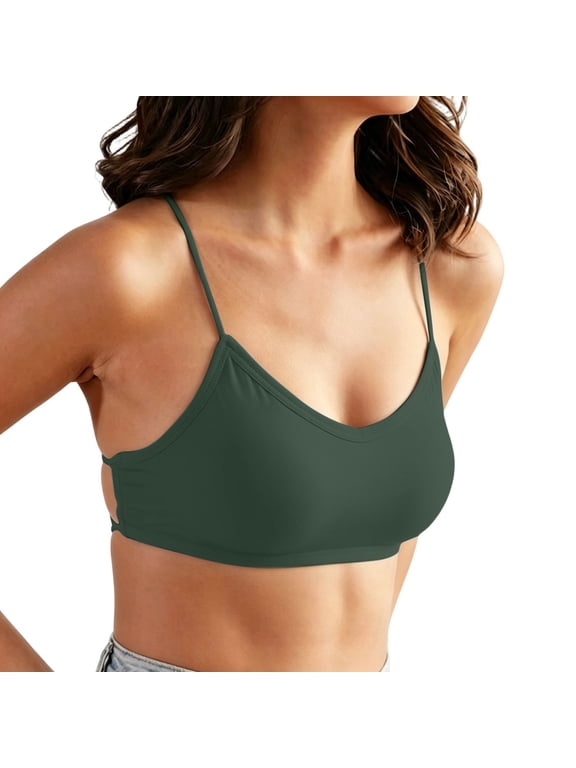 Spaghetti Strap Bra for Women Seamless No Underwire Bra Comfy Cotton Everyday Bras