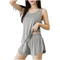 thumbnail image 1 of Yongwang Tank Top Pajama Set for Women Summer Short Pj Casual Soft Sleeveless Sleepwear 2 Piece Loungewear Sets, 1 of 5