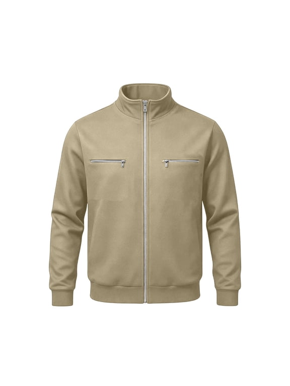 Zip Up Jacket for Men Long Sleeve Fleece Jacket Casual Winter Warm Outerwear Jacket