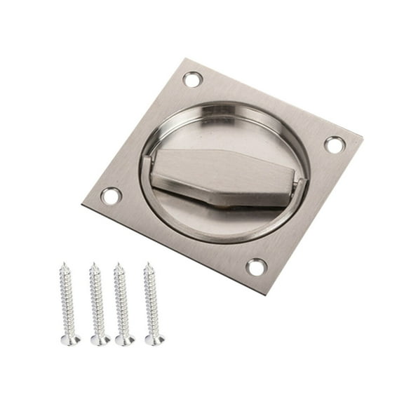 Yongwei 1 Set of Flat Stainless Steel Recessed Flush Pull Finger Insert Sliding Door Handle Cabinet Pulls Drawer with 4 Screwings