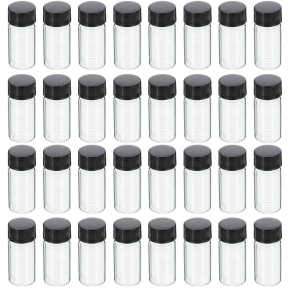 Yongwei 100x 5ml Clear Glass Vials w/ Black Caps for Oils & Perfumes