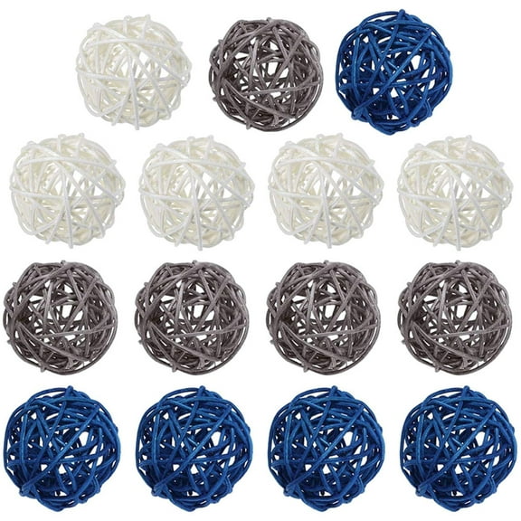 Yongwei 15PCS Wicker Rattan Ball Crafts Decorative Ball Layout Supplies for Home