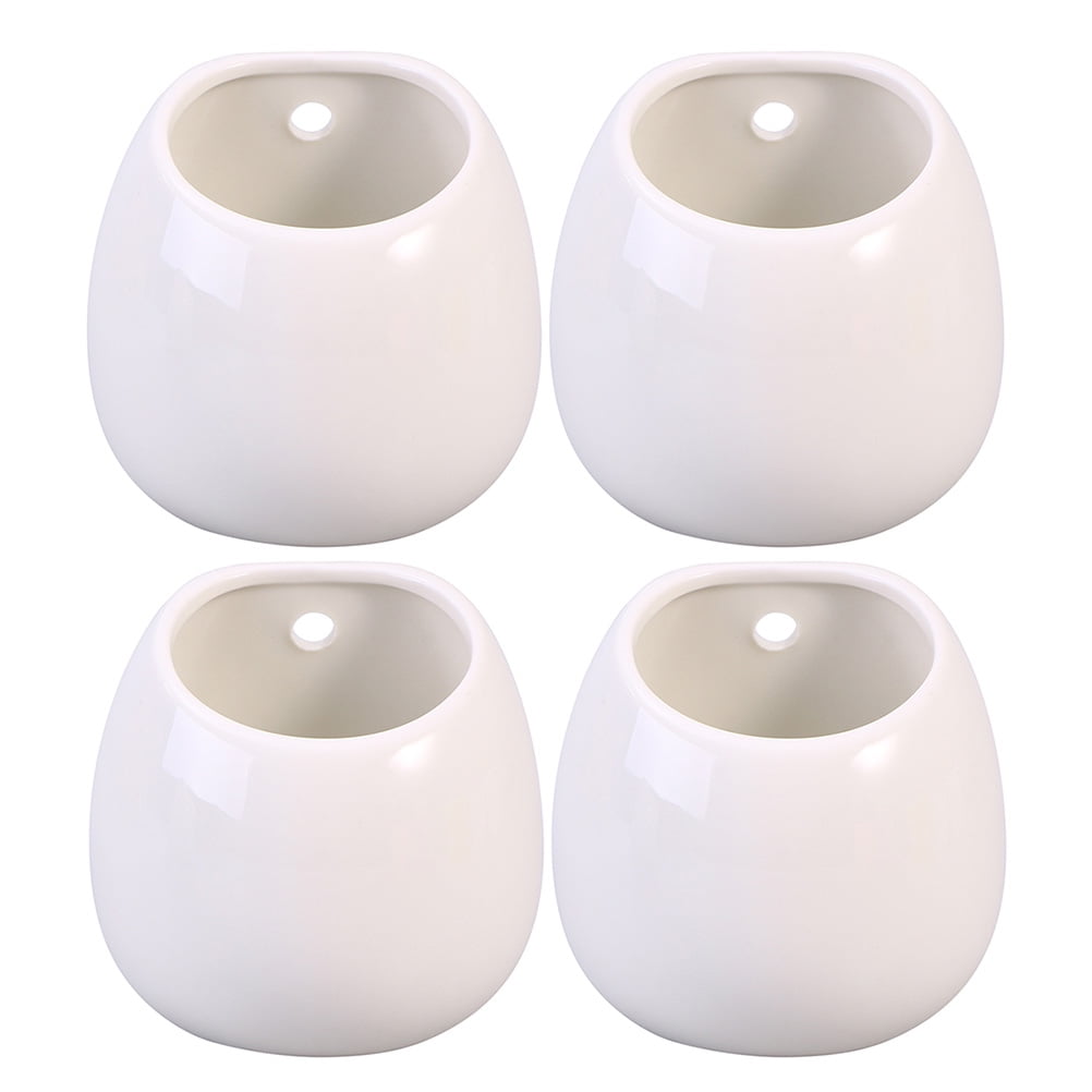 Yongwei 4pc Ceramic Hanging Wall Planter Modern Flower Pots White