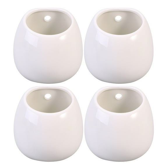 Yongwei 4pc Ceramic Hanging Wall Planter Modern Flower Pots White