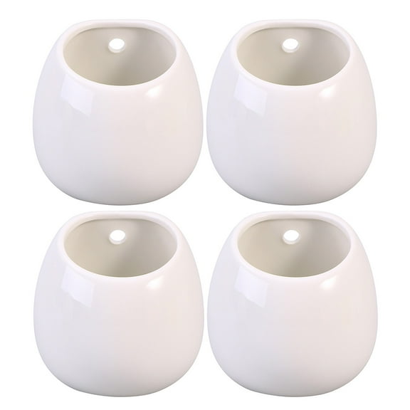 Yongwei 4pc Ceramic Hanging Wall Planter Modern Flower Pots White