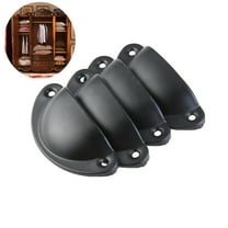 Yongwei 4pcs Vintage Decorative Door Drawer Pull Handle Metal Semicircle Knobs (Black)