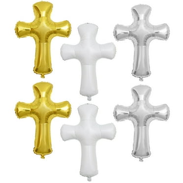 Yongwei 6 Pcs Cross Shape Jumbo Baptism Balloons for Religious Party Decoration
