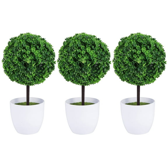 Yongwei Artificial Boxwood Topiary Tree Potted Plants - Set of 3