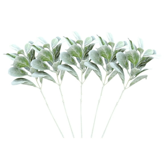 Yongwei Artificial Leaves Artificial Flocked Lamb Ear Stems - Greenery for Home Wedding DIY Floral
