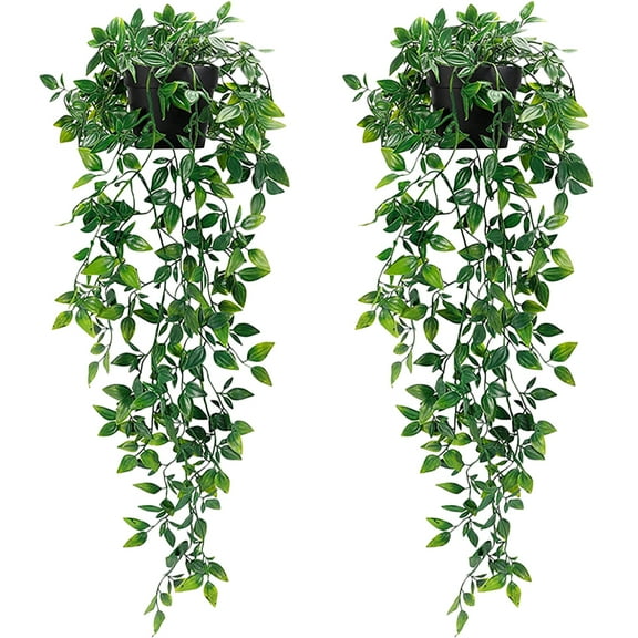 Yongwei Hanging Potted Plant 2pcs Artificial Trailing Plants Fake Hanging Plant Trailing Potted Plants