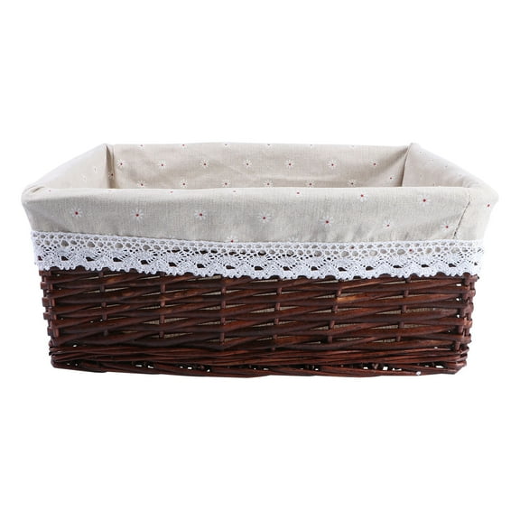 Yongwei Rattan Wicker Bread Basket with Cloth Liner Home Storage 40X30cm