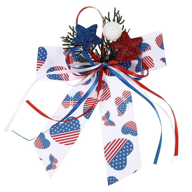 Yongwei Red Blue White Patriotic Bow American Flag 4th of July
