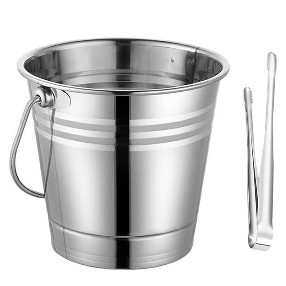 Yongwei Stainless Steel Ice Bucket Set with Lid, Tong & Strainer (1.5L ...