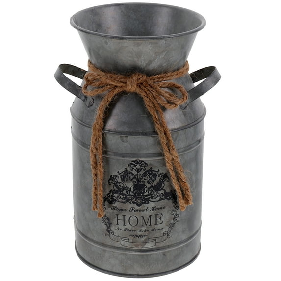 Yongwei Vintage Galvanized Milk Can Vase with Handle Rope - Rustic Farmhouse Decor