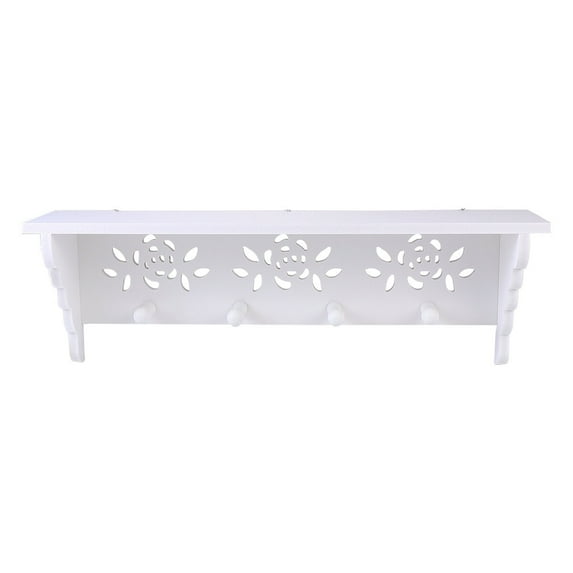 Yongwei White Wall Shelves with Hooks and Decorative Hanging Rack