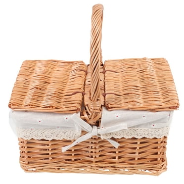 Yongwei Wicker Picnic Basket with Lid: Vintage-Style Hamper for Camping