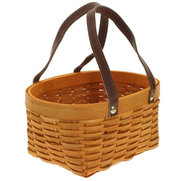 Yongwei Wooden Woven Storage Basket with Handle - 70 Characters