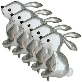 6PC Easter Bunny Balloons - Rabbit Head Foil Balloons With Eggs Easter Party Decor
