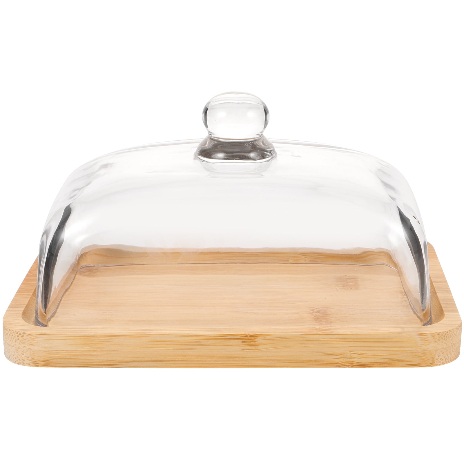 Yongwei cheese container Butter Wood Dish with Glass Cover Butter Dish