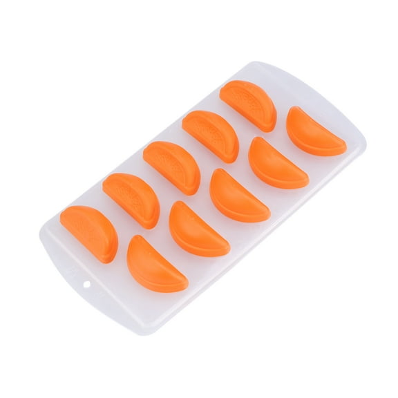 4 Pcs Safe Silicone 10 Lattices Orange Segments Shaped Ice Molds Ice Cube Trays Fruits Shaped Ice Making Tool (As Shown)