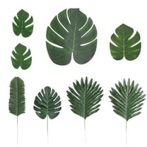 60Pcs Lifelike Six Kinds of Artificial Palm Leaves Fake Green Plants Greenery Leaves Party Decoration for Beach Themed Party