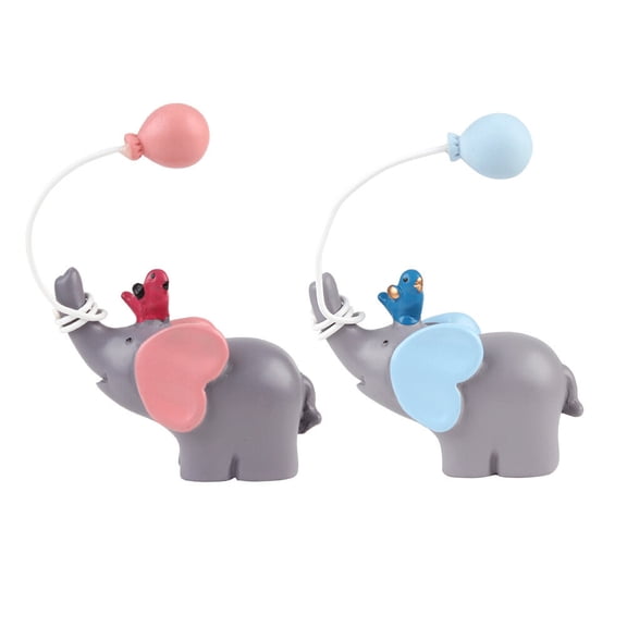 Yongwei resin cake decoration 2Pcs Creative Resin Cake Decoration Adorable Blue Pink Balloon Elephant Shaped Ornaments Birthday Wedding Dessert Table Adornments
