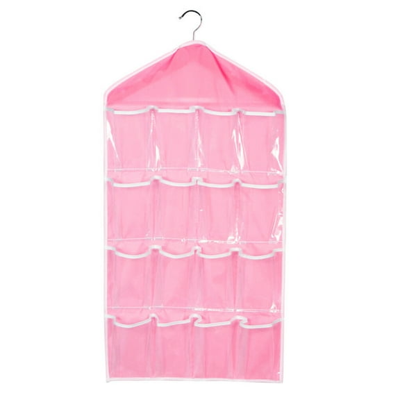 Yongwei wardrobe organiser 16 Pockets Over Door Hanging Storage Bag Case Organizer Wall Door Hanger Closet Underwear Socks Bra Storage Organizer Sundries Holder (Pink)