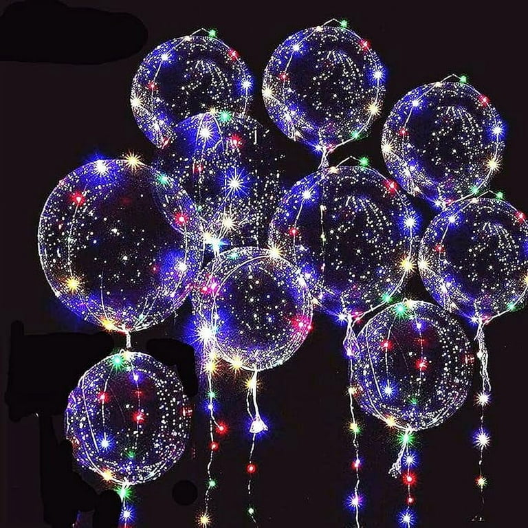Yongxiang 10 Packs LED Bobo Balloons,Transparent LED Light Up Balloons,Helium Style Glow Bubble Balloons with String Lights for Party Birthday Wedding