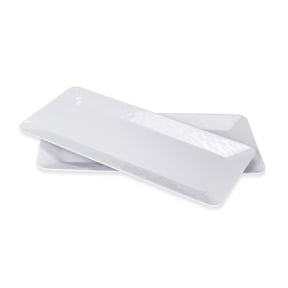 Yongzhenlite 2 Pack 17 inch 100% Melamine Serving Tray Large Rectangular Serving Platter for  Home Party,Break-resistant and Lightweight,Hammered Finish(White Color)
