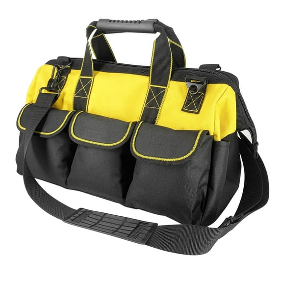 Yongzhenlite Garden Tools Bag 16inch Wide Mouth Tool Bag with Molded Base for Men heavy Duty,600D polyester fabric (Yellow color)