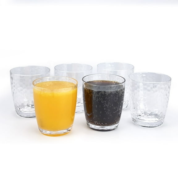 Yongzhenlite Set of 6 Acrylic Glasses,15 Ounce Plastic Tumbler Juice Cups for Home Party,BPA Free,Dishwasher Safe,Clear Color