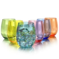 Yongzhenlite Set of 6 Acrylic Wine Glasses, 20-ounce Plastic Tumbler for Home Party Use,BPA Free,Dishwasher Safe (Multi color)