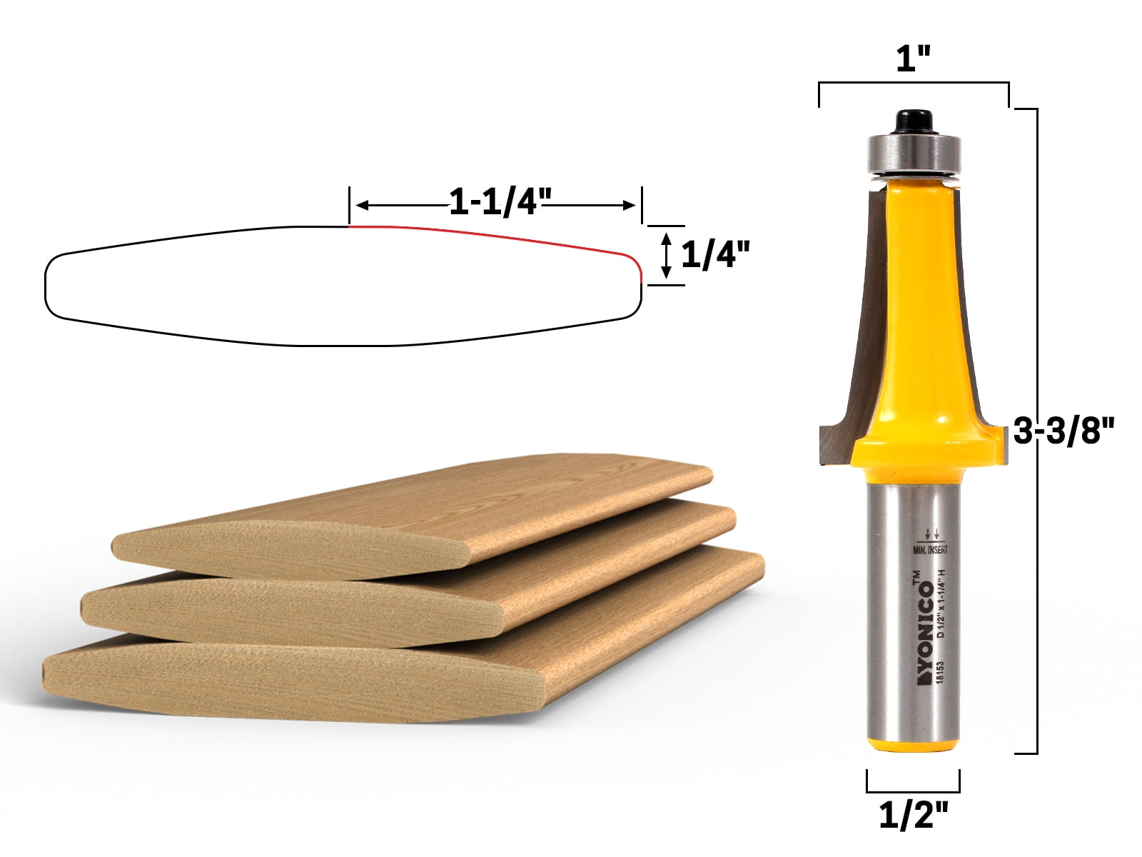 Yonico 11/4" Louvre Slat Router Bit 1/2" Shank 18153