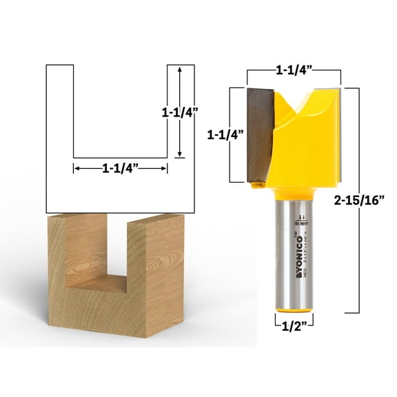 Yonico 1-1/4" X 1-1/4" Straight Router Bit - 1/2" Shank - 14033