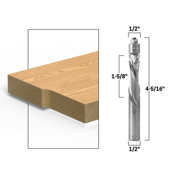 Yonico 1/2" Compression Flush Trim Solid Carbide Spiral Router Bit - 1/2" Shank - 33200-SC